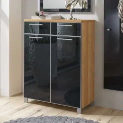 Garderoben Schuhschrank Lalaika in Anthrazit Glas beschichtet^Wohnen Online