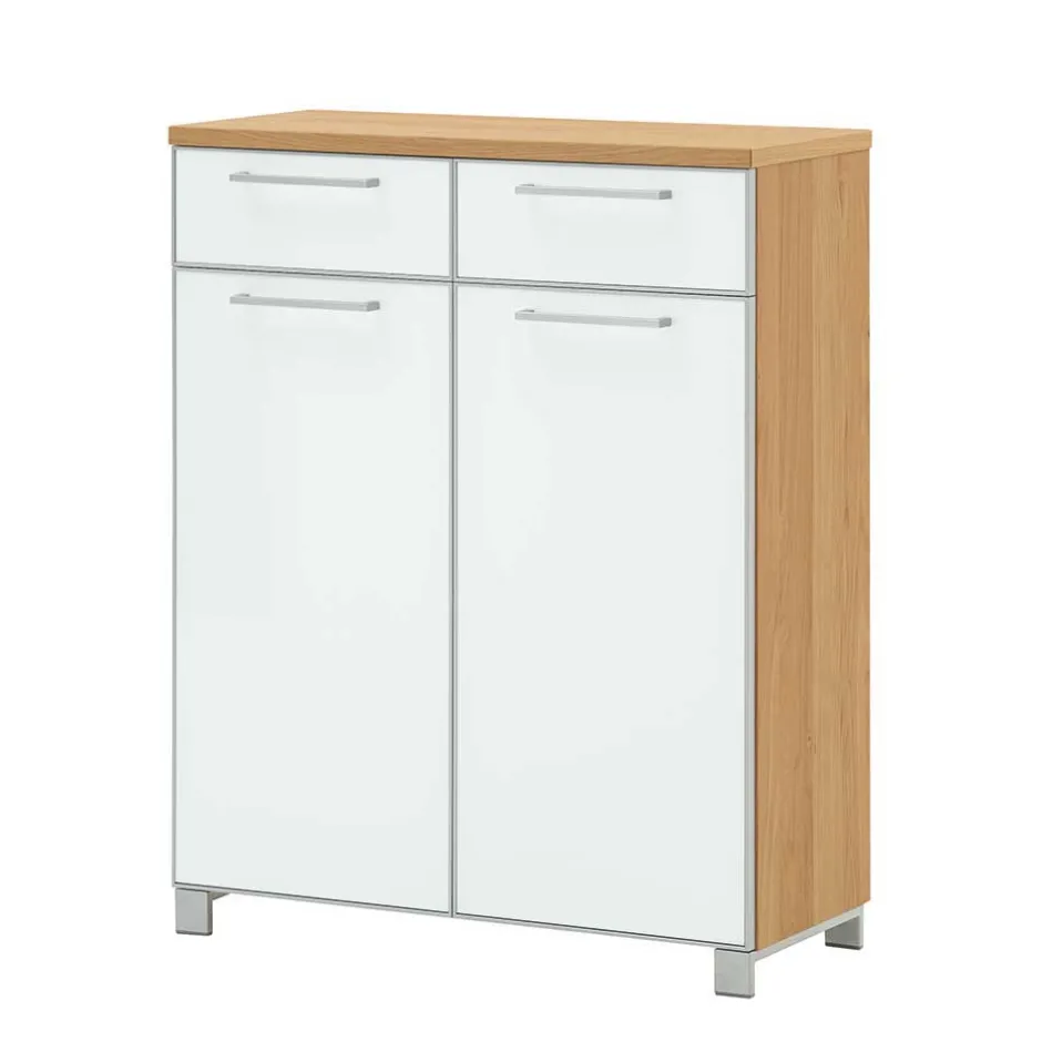 Garderoben Schuhschrank Wynoca in Weiß Glas beschichtet^Wohnen