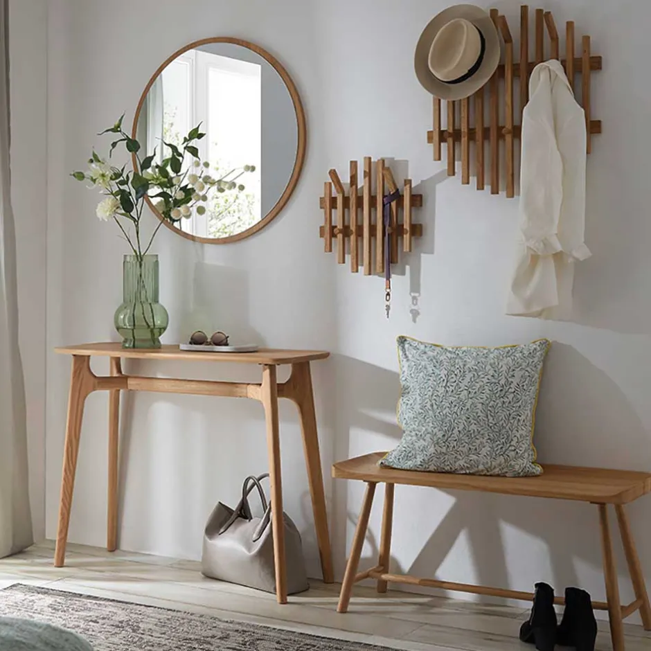 Wohnen Garderobenbank aus massivem Eichenholz - Gangizo