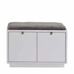 Wohnen Garderobenbank Gorfu in Weiß Grau