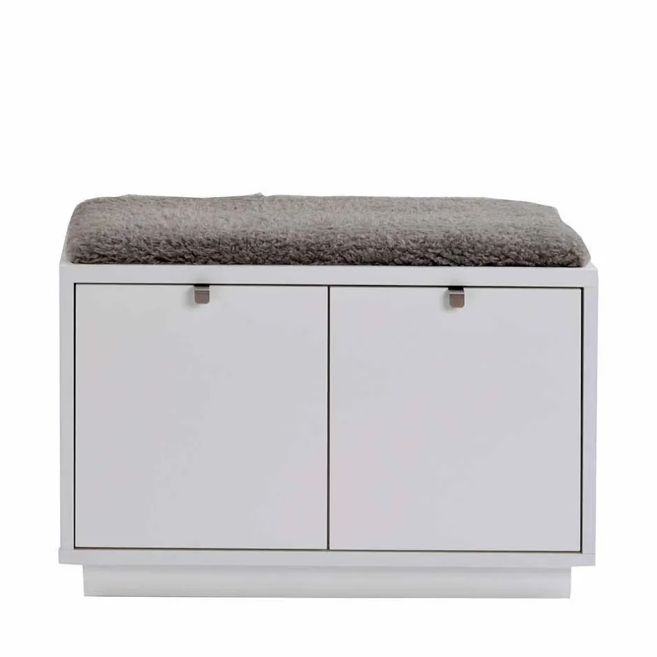 Wohnen Garderobenbank Gorfu in Weiß Grau
