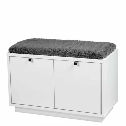 Wohnen Garderobenbank Gorfu in Weiß Grau