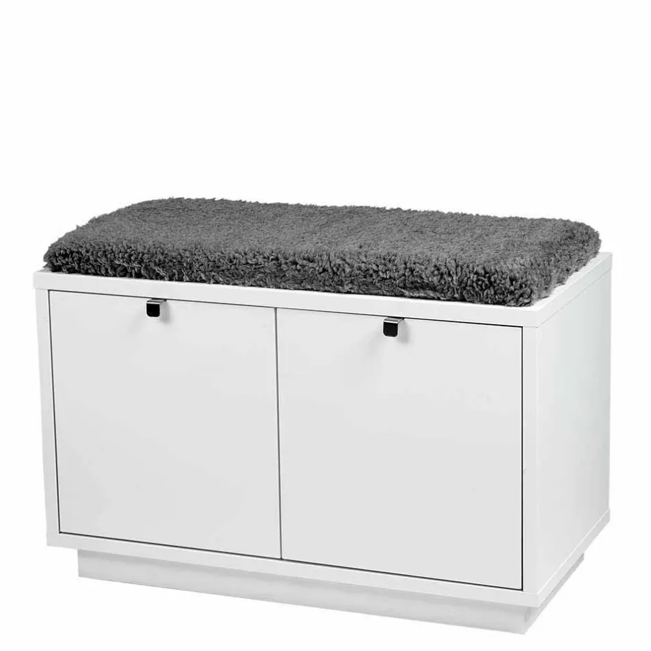 Wohnen Garderobenbank Gorfu in Weiß Grau