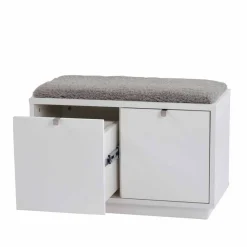 Wohnen Garderobenbank Gorfu in Weiß Grau