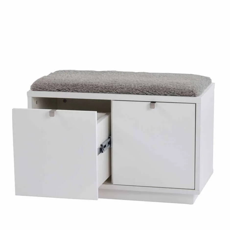 Wohnen Garderobenbank Gorfu in Weiß Grau