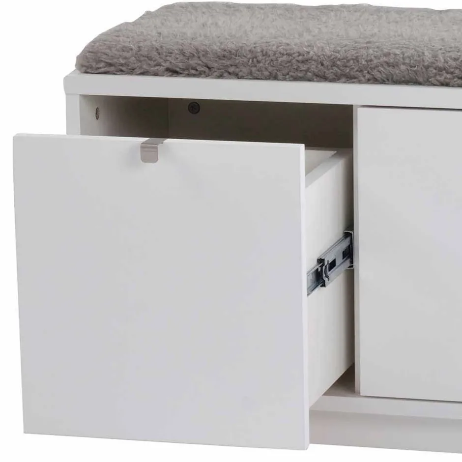 Wohnen Garderobenbank Gorfu in Weiß Grau