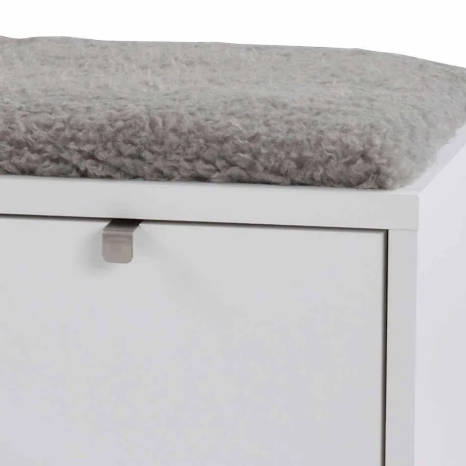 Wohnen Garderobenbank Gorfu in Weiß Grau