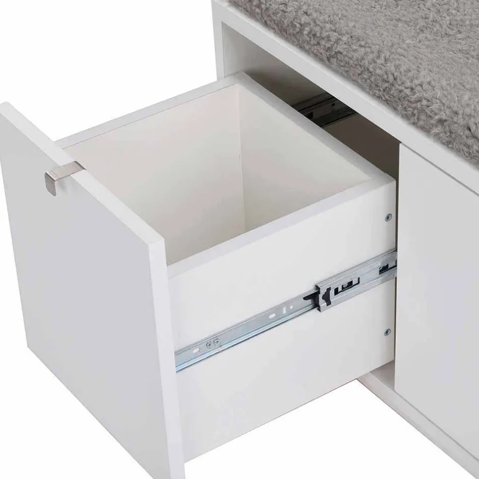 Wohnen Garderobenbank Gorfu in Weiß Grau