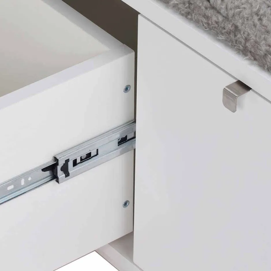 Wohnen Garderobenbank Gorfu in Weiß Grau