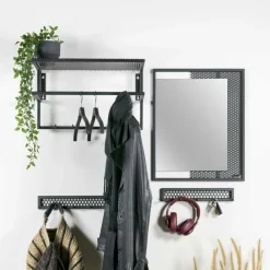 Wohnen Garderobenhakenleiste aus Stahl in Schwarz - Orcia