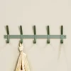 Wohnen Garderobenleiste in Graugrün mit 5 Doppelhaken - Roosenia