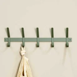 Wohnen Garderobenleiste in Graugrün mit 5 Doppelhaken - Roosenia