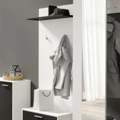 Wohnen Garderobenpaneel in Weiß mit Schwarz - Etelon