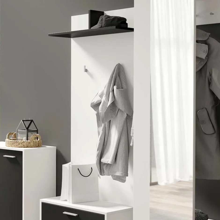 Wohnen Garderobenpaneel in Weiß mit Schwarz - Etelon