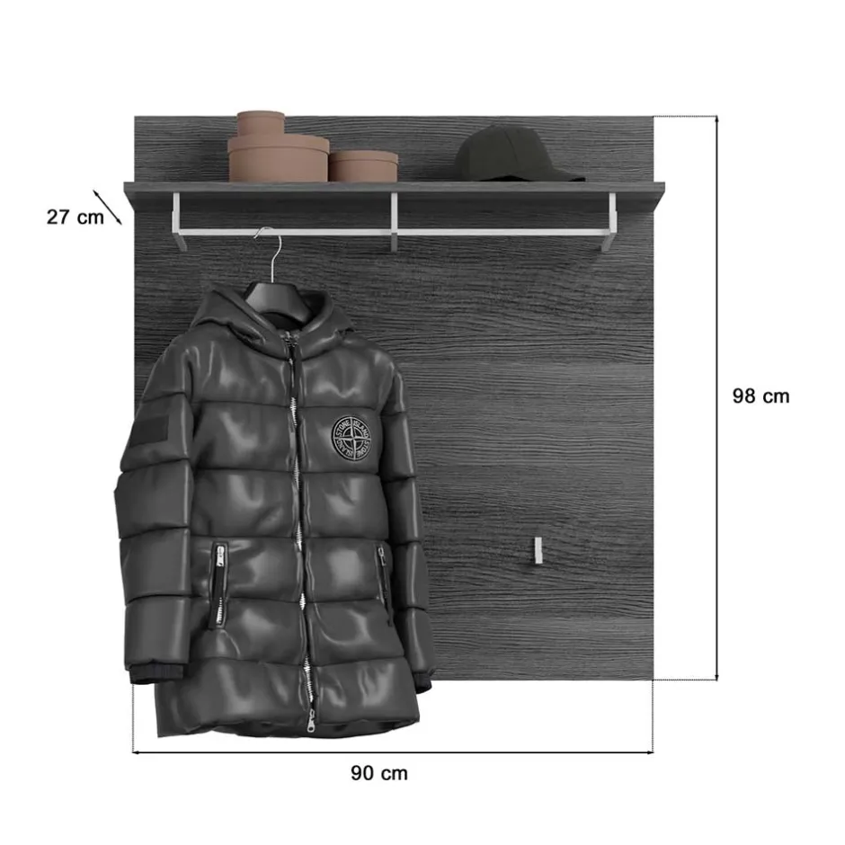Wohnen Garderobenpaneel mit Stange & 6 Haken - Nancys