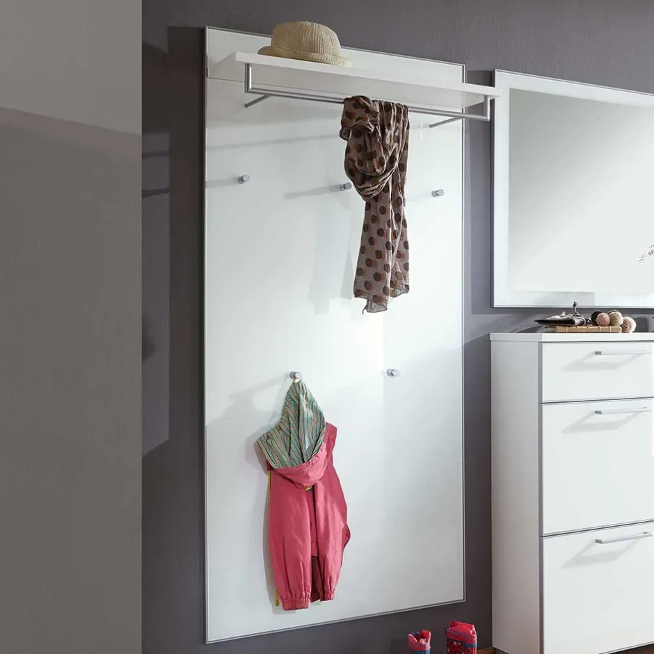 Wohnen Garderobenpaneel Zoricano in Weiß Glas beschichtet