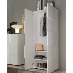 Wohnen Garderobenschrank in Weiß hochglänzend - Castalla