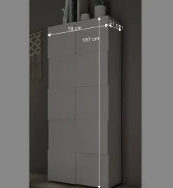 Wohnen Garderobenschrank in Weiß hochglänzend - Castalla