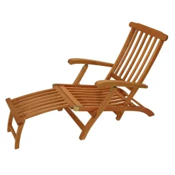 Wohnen Garten Deckchair mit Fußteil Voreno aus Eukalyptus