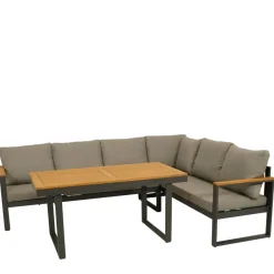 Wohnen Garten Ecksofa und Tisch Set - Asmatio (zweiteilig)