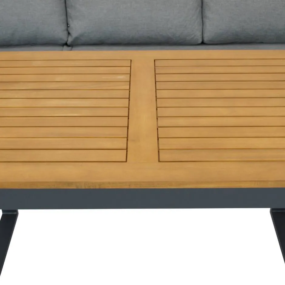 Wohnen Garten Ecksofa und Tisch Set - Asmatio (zweiteilig)