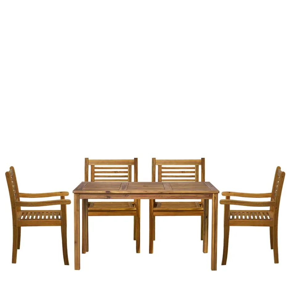 Wohnen Garten Essgruppe aus Akazie massiv - Jawa (fünfteilig)