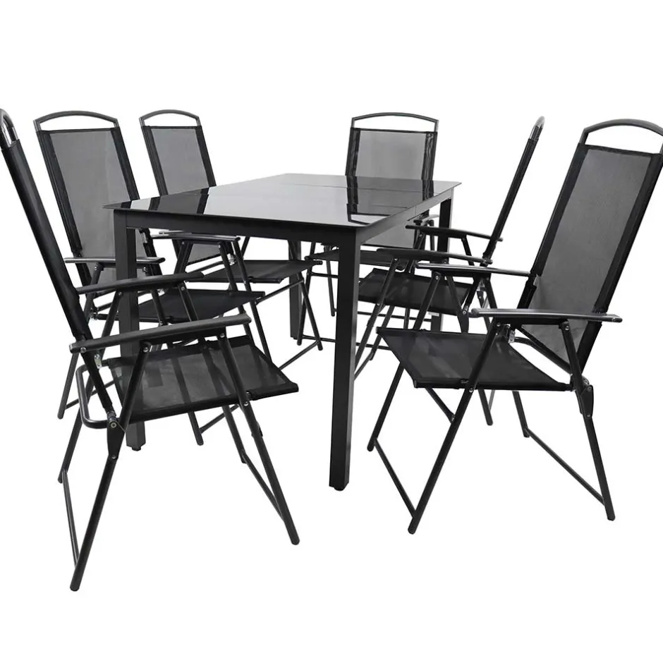 Wohnen Garten Essgruppe in Schwarz - Kameron (siebenteilig)