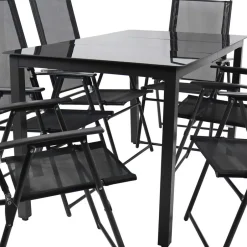 Wohnen Garten Essgruppe in Schwarz - Kameron (siebenteilig)