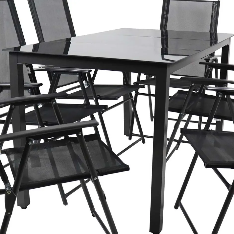 Wohnen Garten Essgruppe in Schwarz - Kameron (siebenteilig)