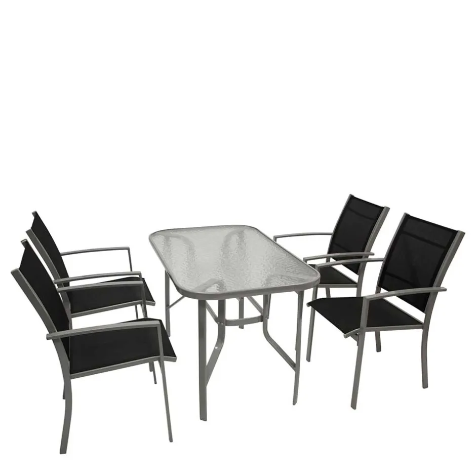 Wohnen Garten Glastisch & Armlehnstühle - Anota (fünfteilig)