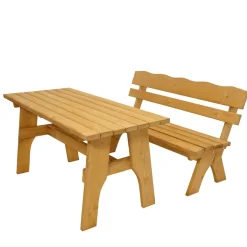 Wohnen Garten Holzbank mit Lehne & Tisch - Luxuria (zweiteilig)