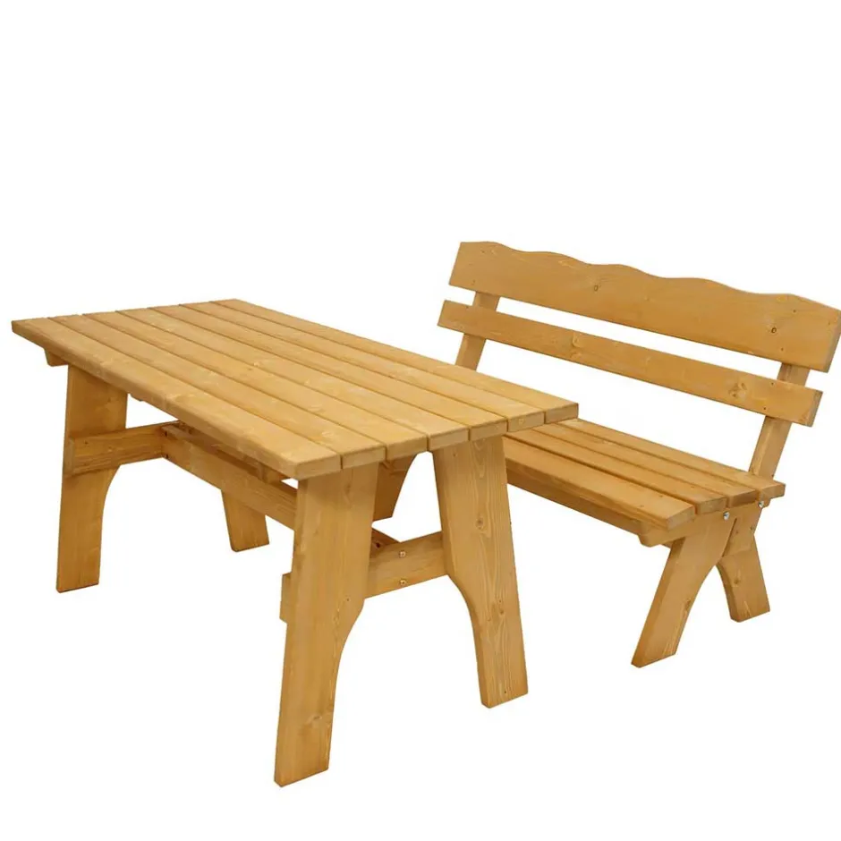 Wohnen Garten Holzbank mit Lehne & Tisch - Luxuria (zweiteilig)