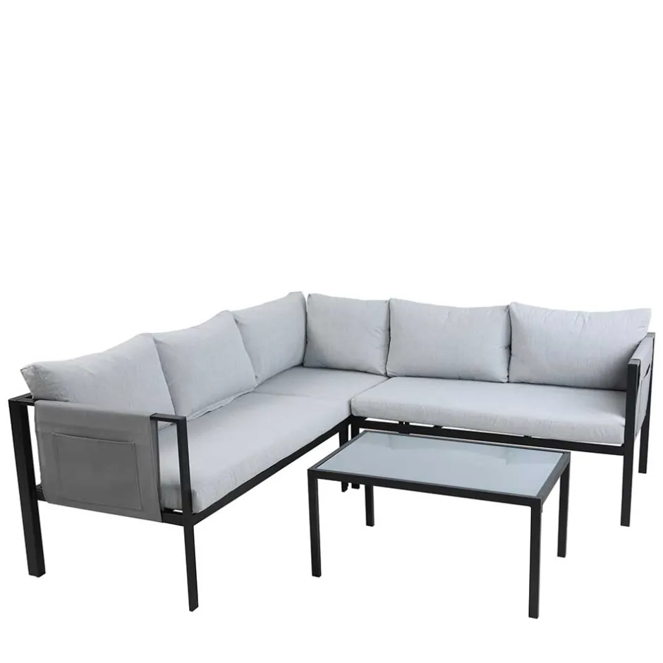 Wohnen Garten Lounge Set mit vier Sitzplätzen - Emeziano (zweiteilig)