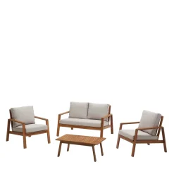 Wohnen Garten Lounge Sitzgruppe aus Massivholz - Lititia (vierteilig)