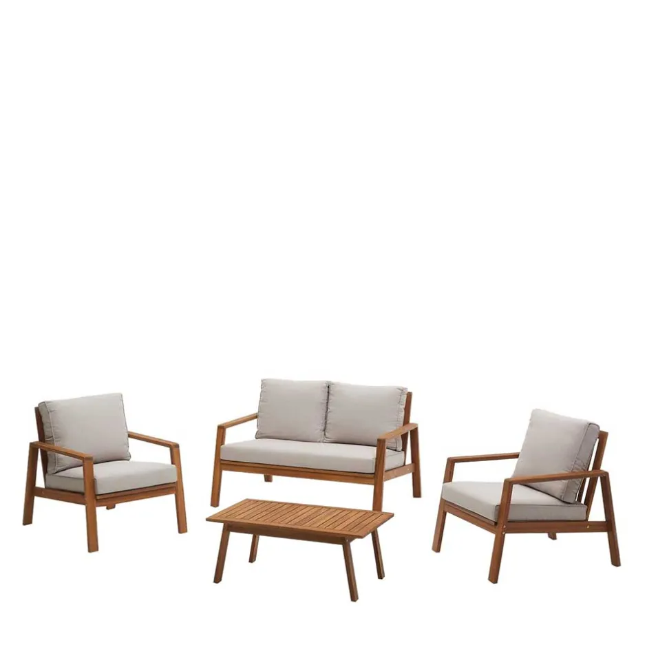 Wohnen Garten Lounge Sitzgruppe aus Massivholz - Lititia (vierteilig)