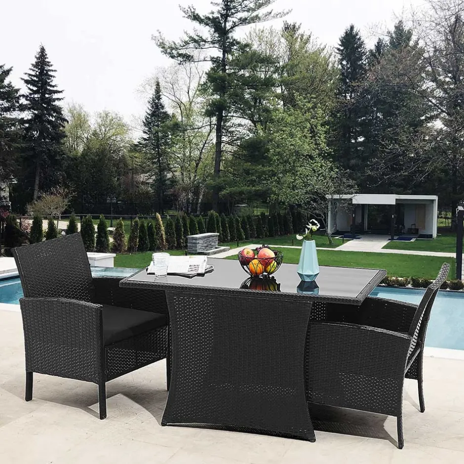 Wohnen Garten Sitzgruppe aus grauem Polyrattan - Ambon (dreiteilig)