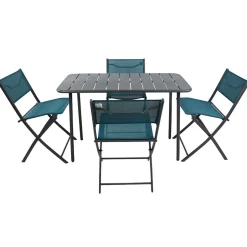 Garten Tischgruppe in Türkis und Schwarz - Ariet (fünfteilig)^Wohnen Best