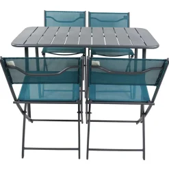 Garten Tischgruppe in Türkis und Schwarz - Ariet (fünfteilig)^Wohnen Best