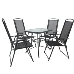 Wohnen Garten Tischgruppe mit Klappstühlen - Alcamo (fünfteilig)