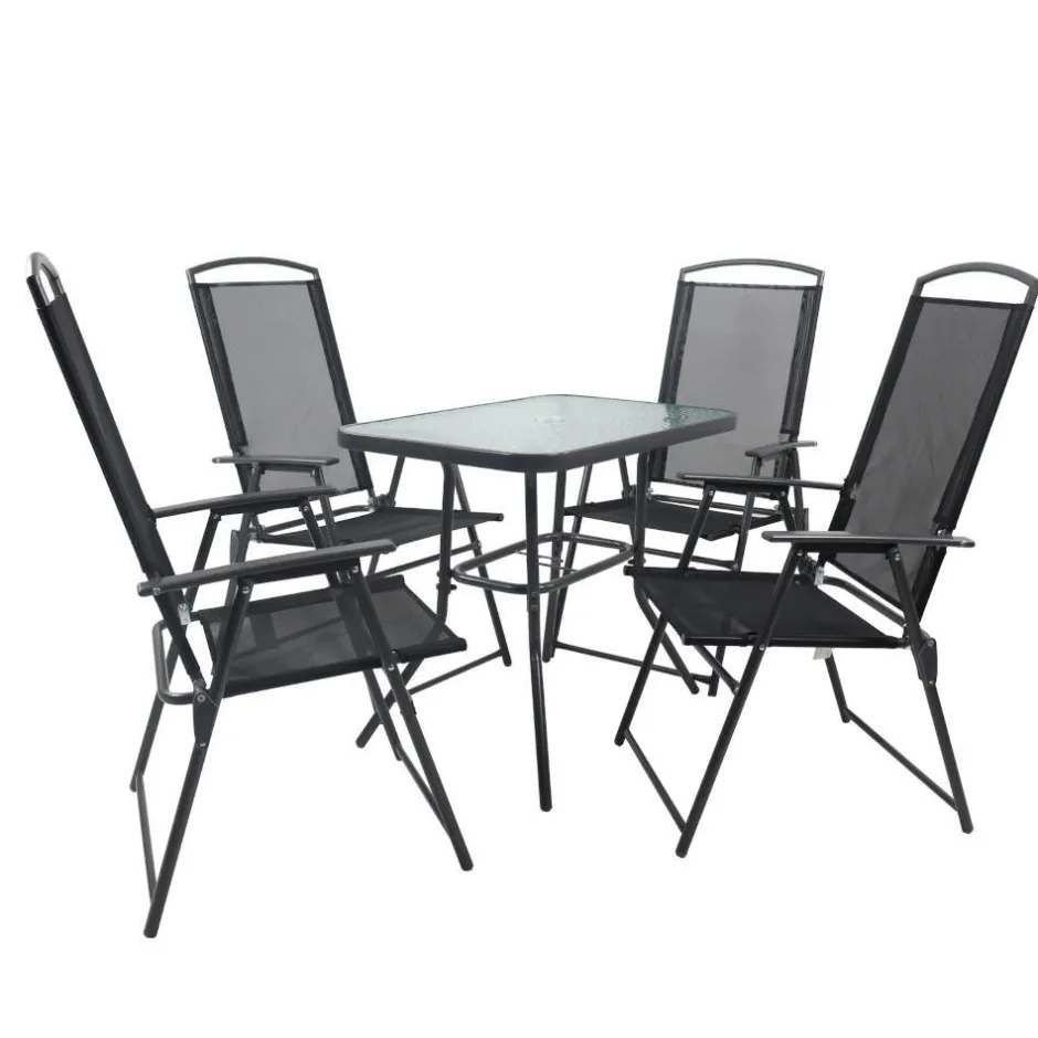 Wohnen Garten Tischgruppe mit Klappstühlen - Alcamo (fünfteilig)