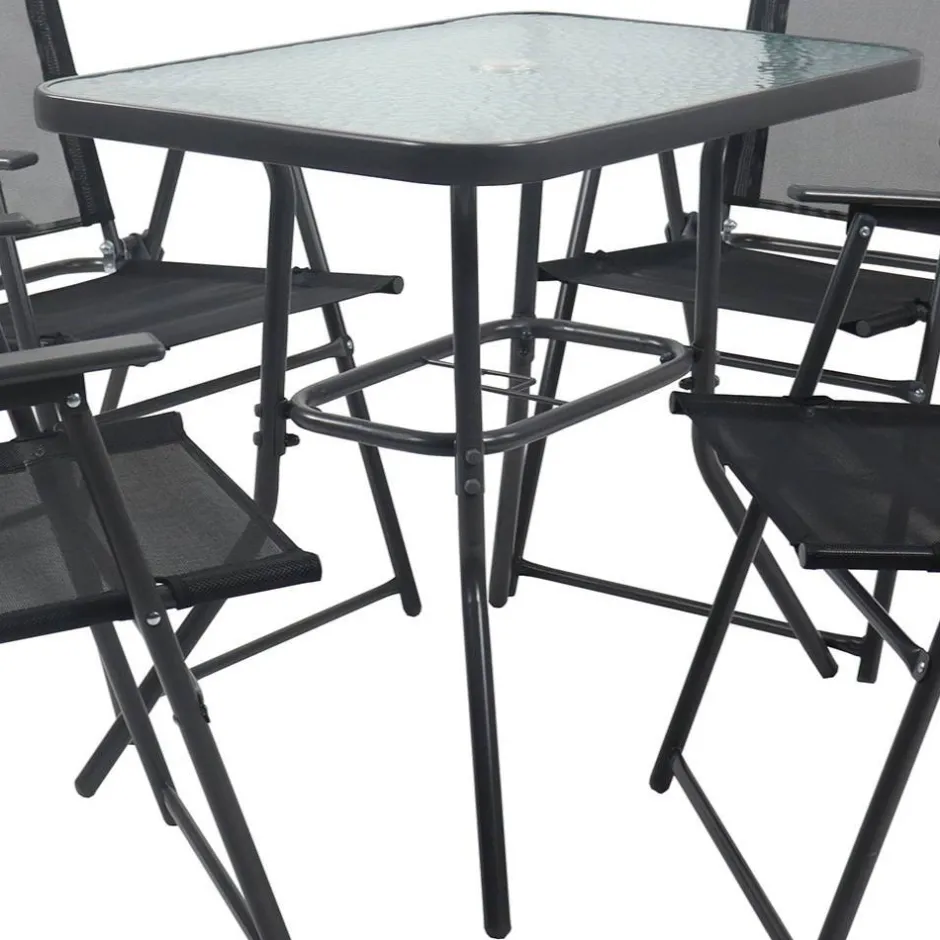 Wohnen Garten Tischgruppe mit Klappstühlen - Alcamo (fünfteilig)