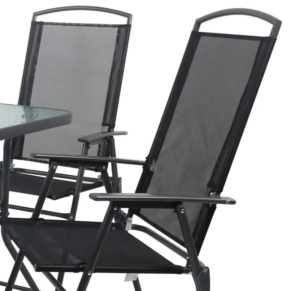 Wohnen Garten Tischgruppe mit Klappstühlen - Alcamo (fünfteilig)