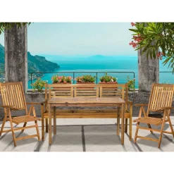 Gartengruppe mit Bank & 2 Klappstühlen - Ocna (vierteilig)^Wohnen