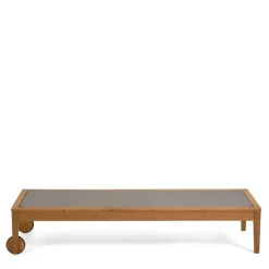 Gartenliege auf Rollen aus Eukalyptusholz - Promo^Wohnen