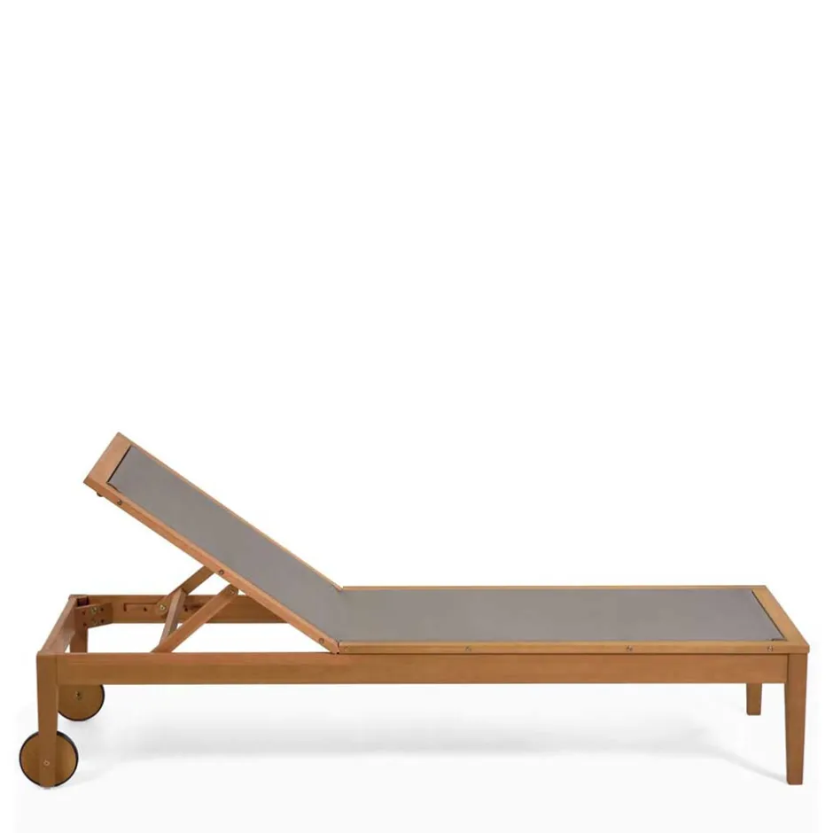 Gartenliege auf Rollen aus Eukalyptusholz - Promo^Wohnen