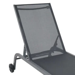 Wohnen Gartenliege mit Rollen in Schwarz - Asprecca