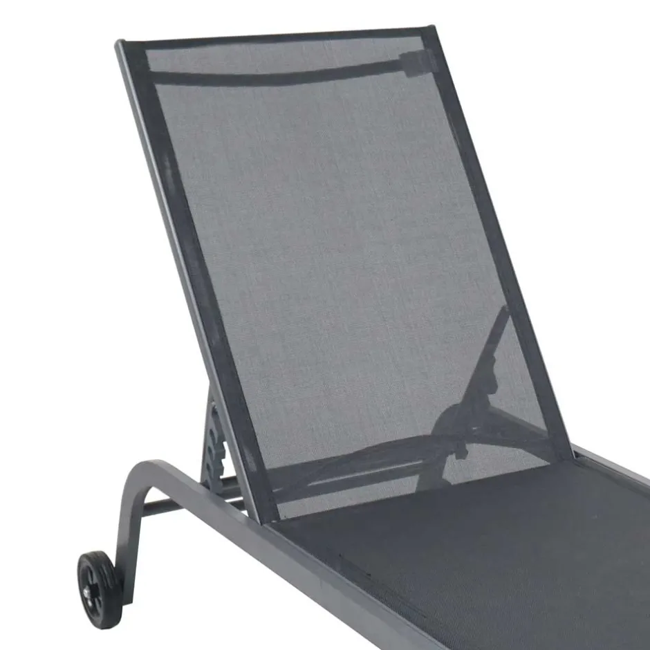 Wohnen Gartenliege mit Rollen in Schwarz - Asprecca