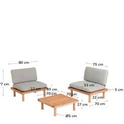 Gartenmöbel Kombi aus Akazie - Lacruna (dreiteilig)^Wohnen New