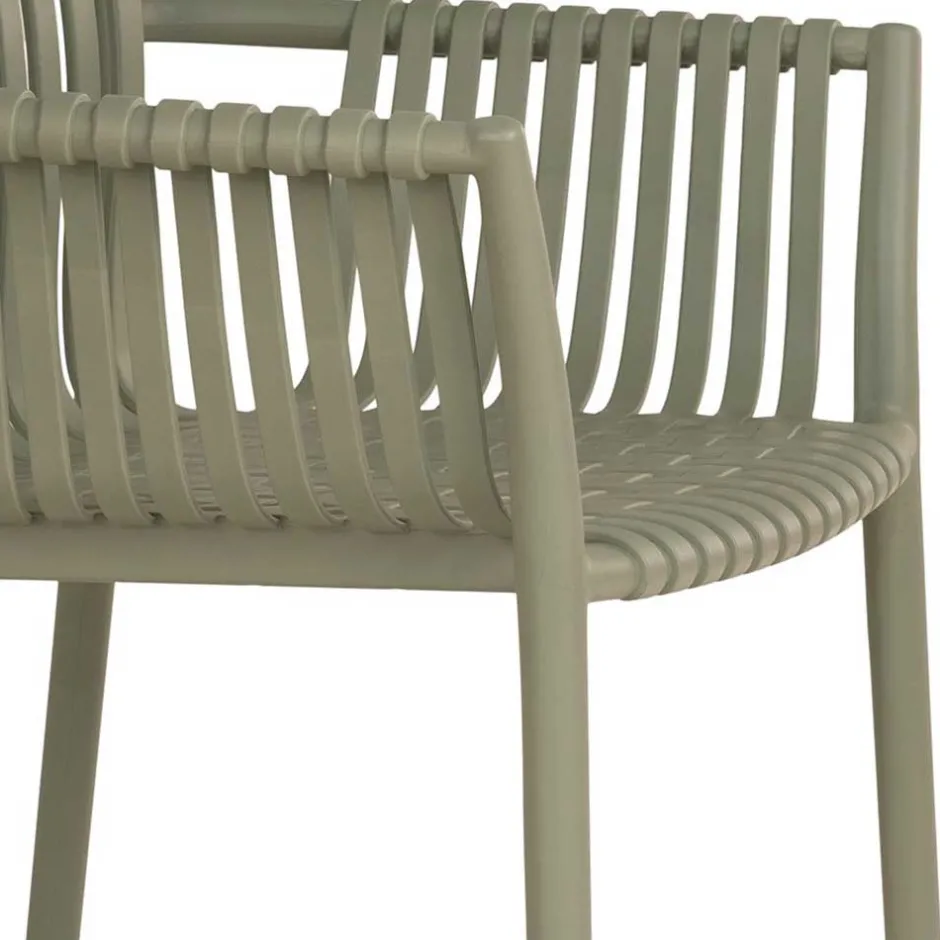 Gartenstühle aus Polypropylen in Graugrün - Ahin (4er Set)^Wohnen New