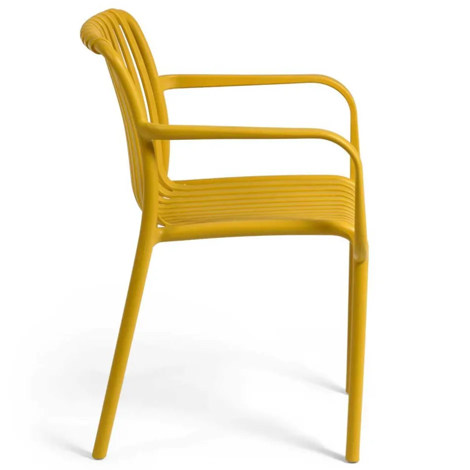Gartenstühle in Gelb mit Armlehnen - Laspezia (4er Set)^Wohnen New